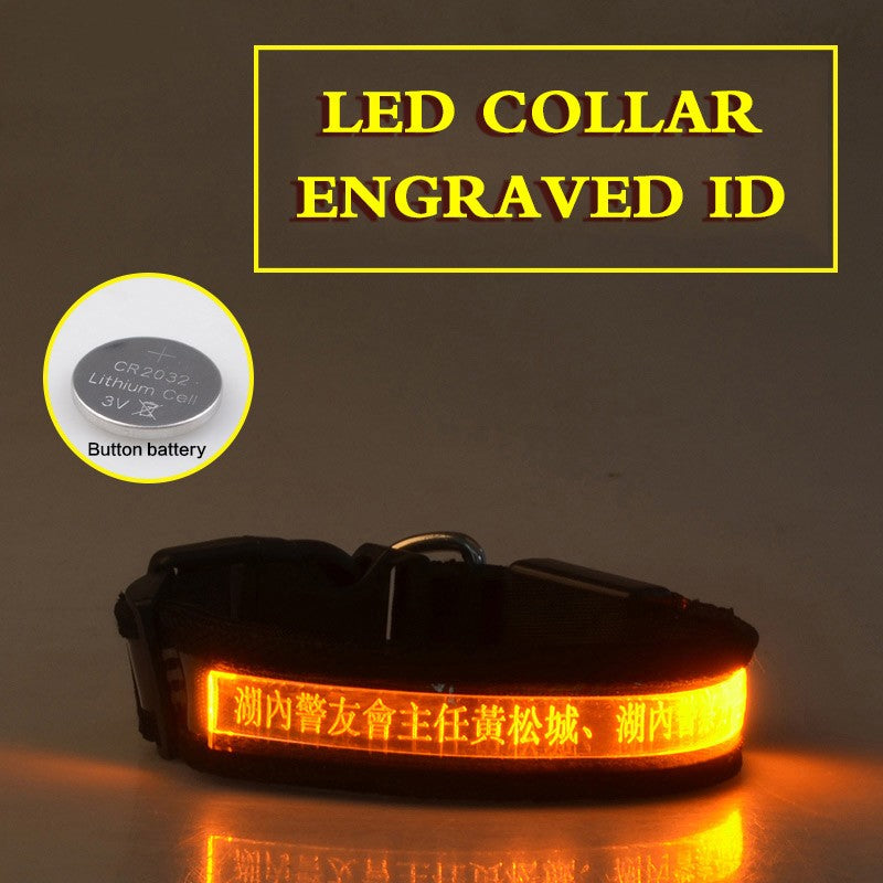 Pet Glow Collar Radium Carved Lettering Dog Collar Pet Glow Collar Radium Carved Lettering Dog Collar
